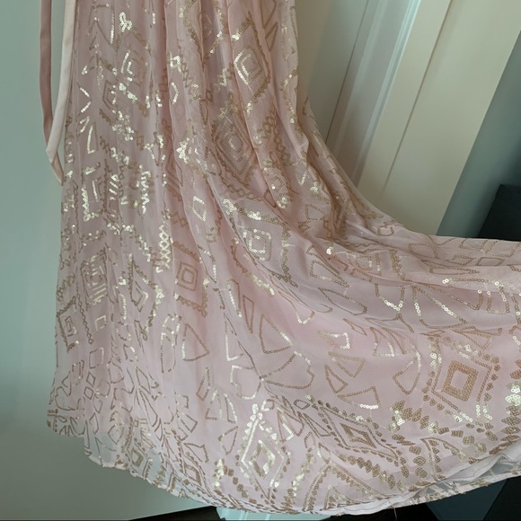 Angelina Faccenda 20475 - Blush Sequin Floor Length Dress Keyhole Back - size 4 - Picture 8 of 13